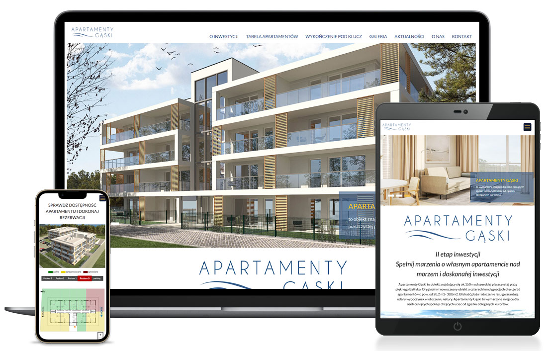 Strona internetowa drugiego etapu inwestycji deweloperskiej z możliwością rezerwacji mieszkań